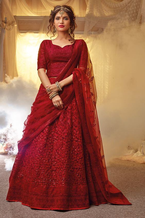 beautiful red bridal lehenga
